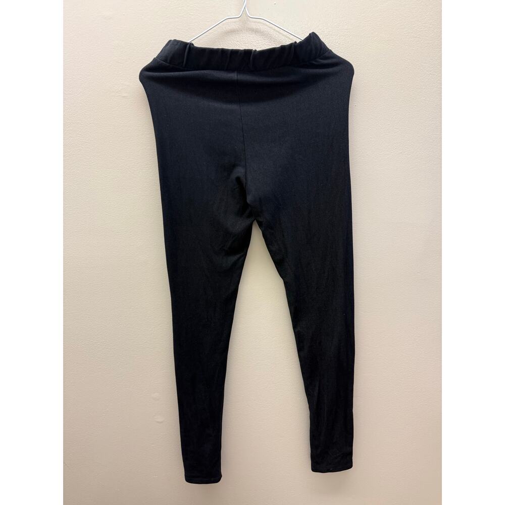 Zig Zag Stripe Washed Black Leggings | Elastic Waist | Soft Stretch | Size Small